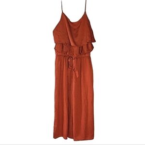One Clothing rust crop jumpsuit with spaghetti straps elasticized waist NEW
